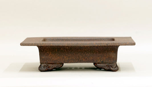 Sampo Unglazed Bonsai Pot with Wide Rim, Cloud Feet 9.4"(24cm) S019