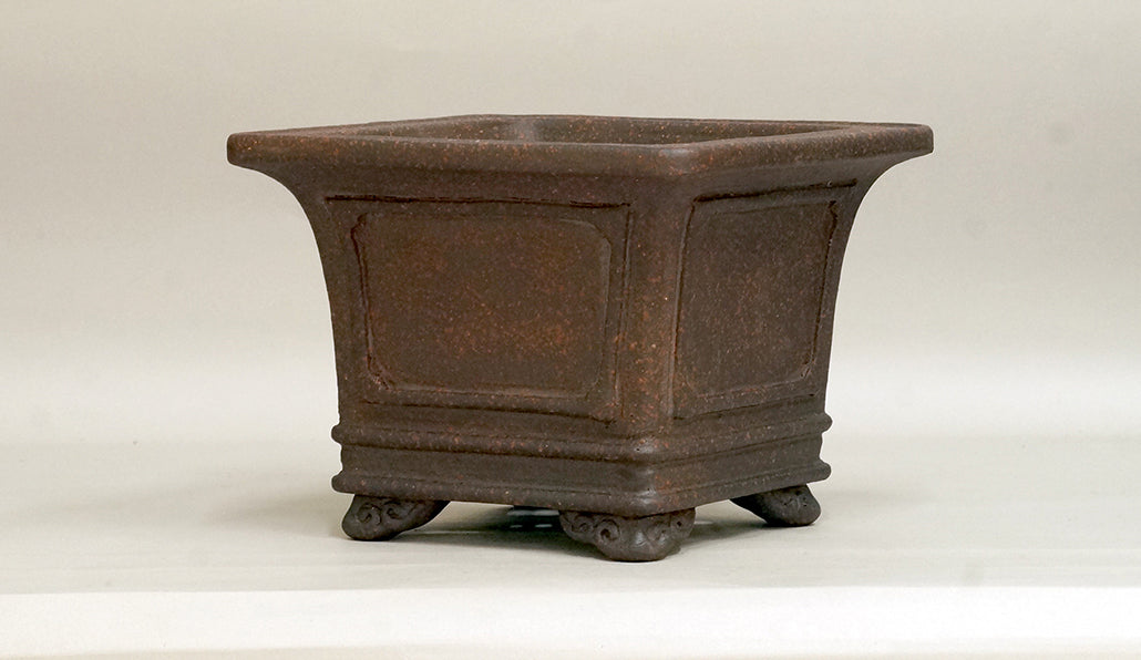 Sampo Square Bonsai Pot with Lines 7.3"(18.5cm) S021