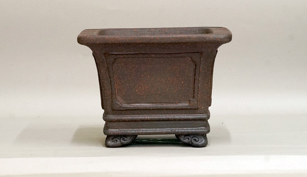 Sampo Square Bonsai Pot with Lines 7.3"(18.5cm) S021