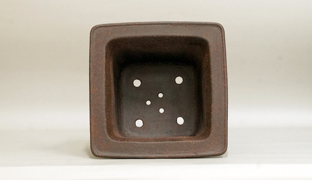 Sampo Square Bonsai Pot with Lines 7.3"(18.5cm) S021