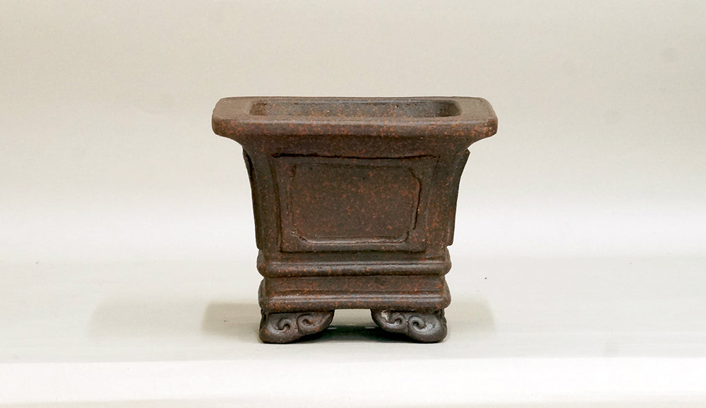 Sampo Square Bonsai Pot with Lines 5.3"(13.5cm) S022