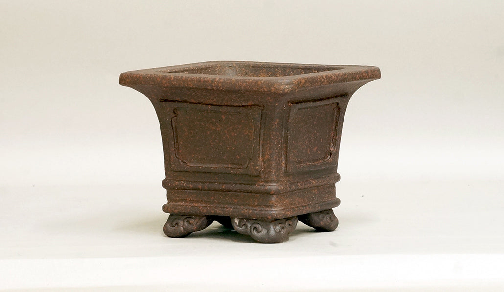 Sampo Square Bonsai Pot with Lines 5.3"(13.5cm) S022