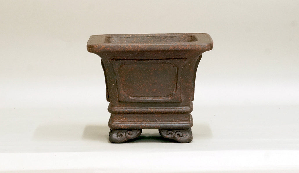 Sampo Square Bonsai Pot with Lines 5.3"(13.5cm) S022