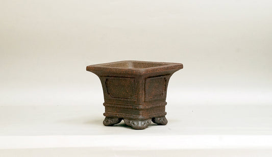Sampo Square Bonsai Pot with Lines 4.8"(12.2cm) S023