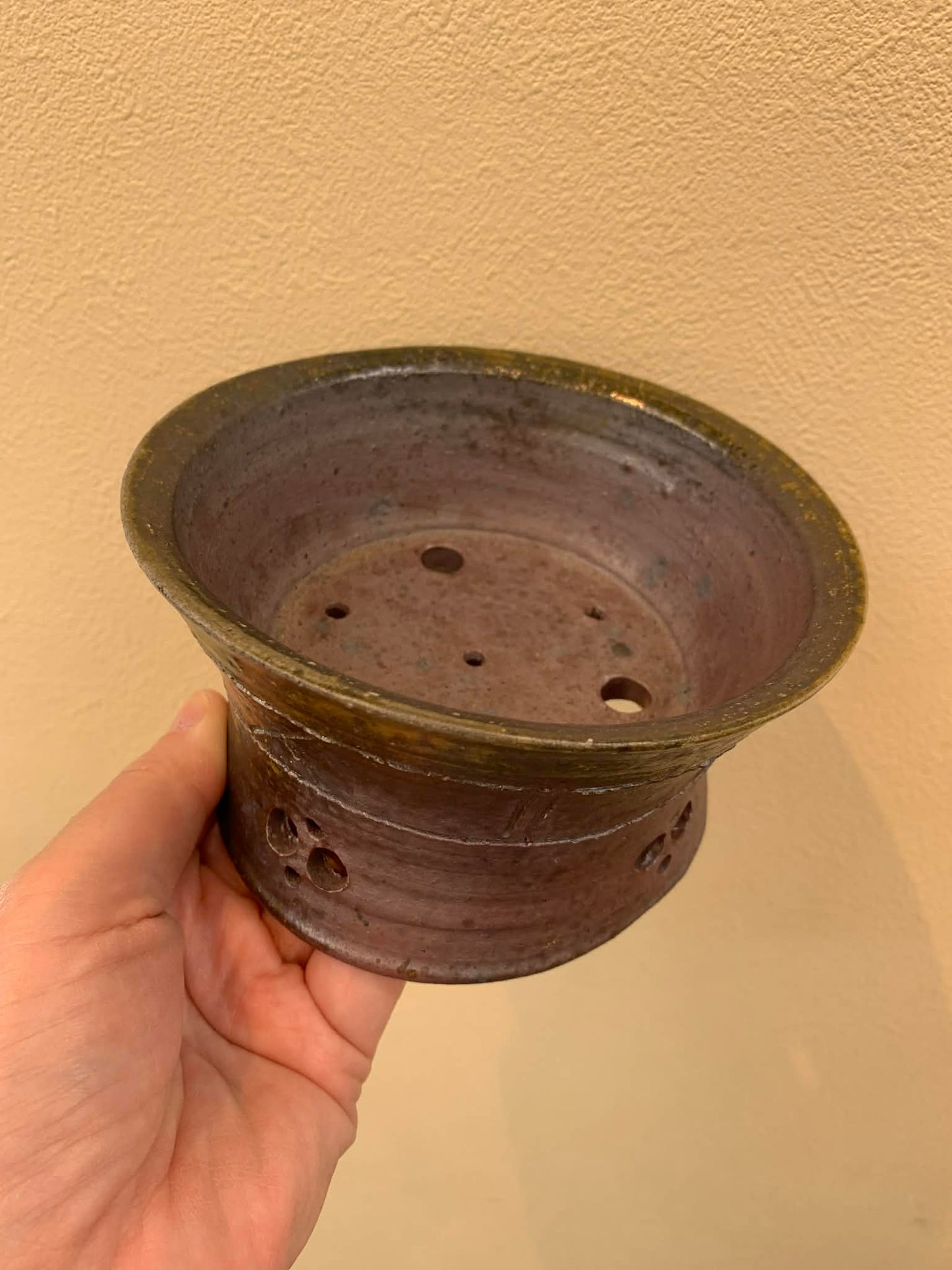 Toji Wood-Fired Bonsai Pot with High Feet 4.9"(12.5cm) T014 +++ Shipping Free