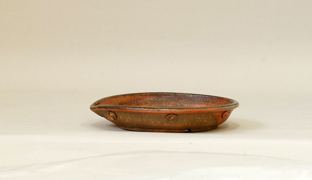 Toji Wood-Fired Shallow Bonsai Pot 5.6"(14.3cm) T032  +++ Shipping Free