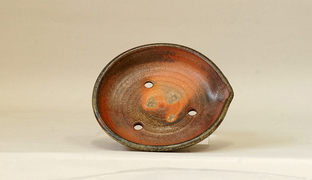 Toji Wood-Fired Shallow Bonsai Pot 5.6"(14.3cm) T032  +++ Shipping Free