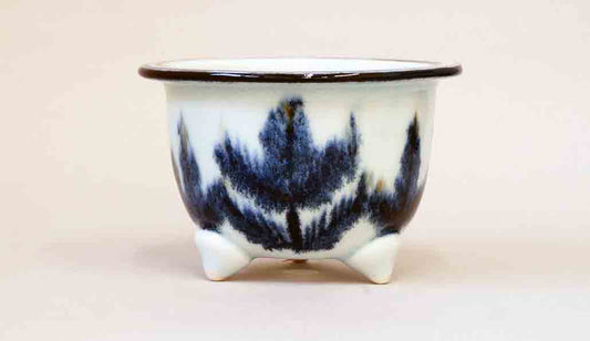 Yuka Painting Bonsai Pot with the Pattern of Pine Leaves 4.3"(11cm) +++ Shipping Free