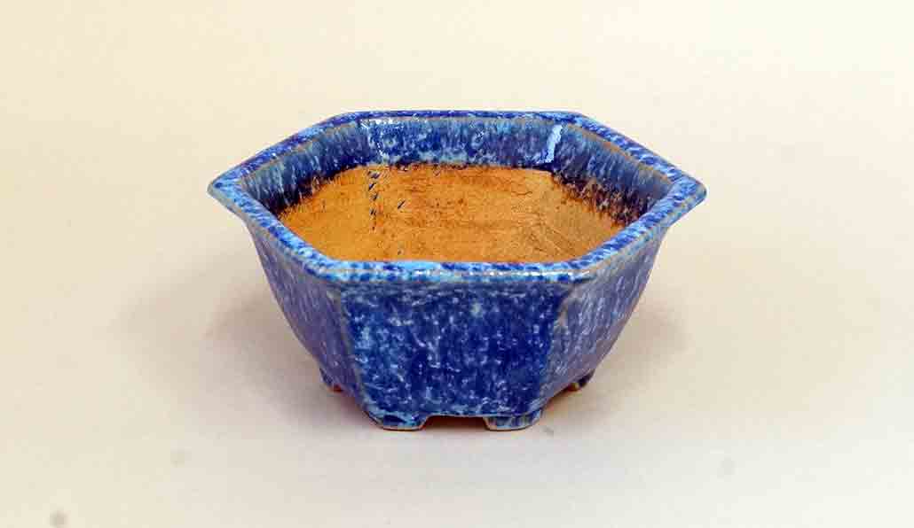 Blue Hexagonal Bonsai Pot by Shuuhou+++Shipping Free!