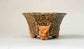 Demon Face Bonsai Pot in Yellow Brown Glaze 4.5" (11.5cm) +++Shipping Free