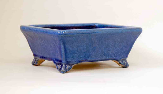 Shuuhou Blue Glazed Rectangle Bonsai Pot 8.2"(21cm)