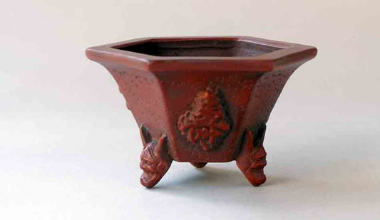 Bigei Bonsai Pot with Japanese Masks and Demon Feet +++Shipping Free