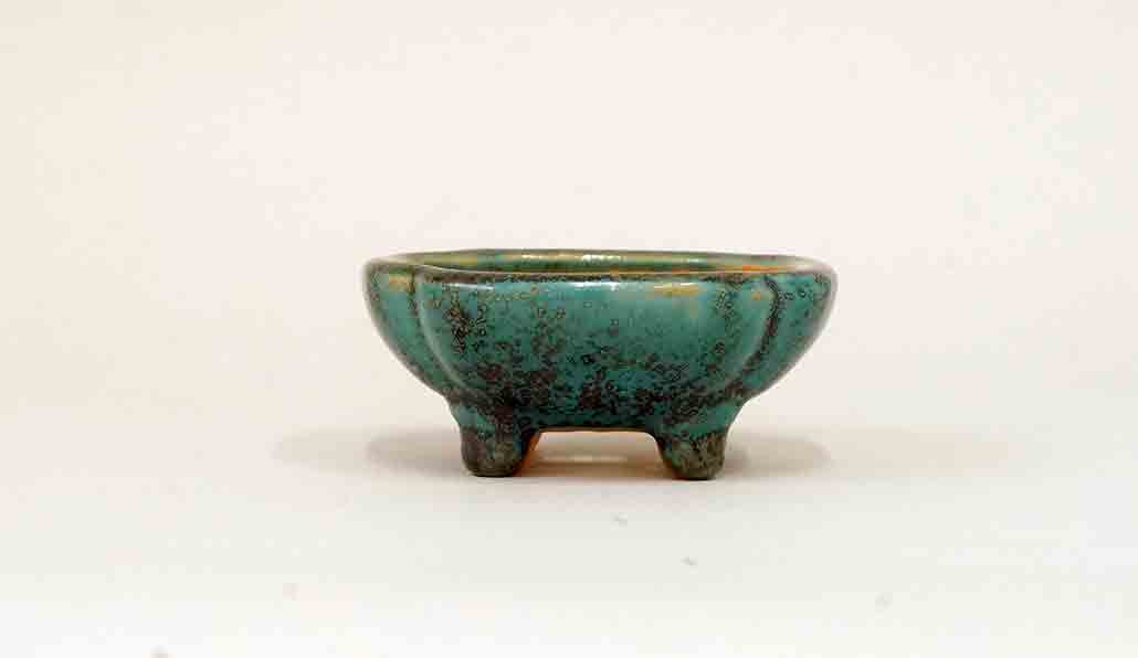 Square Mokko Bonsai Pot in Blue Oribe, 3"(8cm)+++Shipping Free