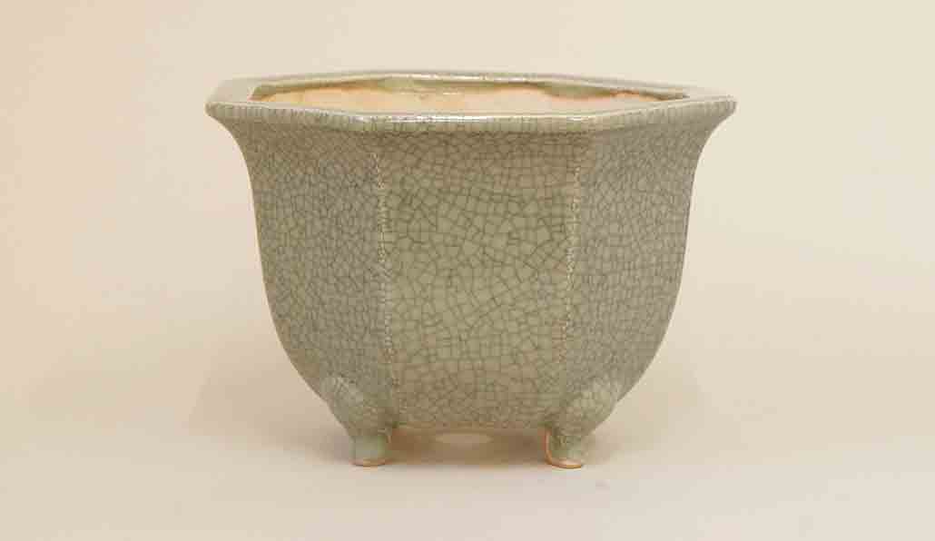 Eimei Octagonal Bonsai Pot in Celadon +++Shipping Free