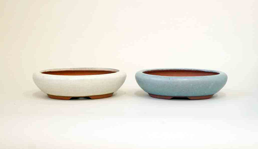 Good Buy! Eimei Shallow Bonsai Pots Set White & Blue 5.1"(13cm)+++Shipping Free