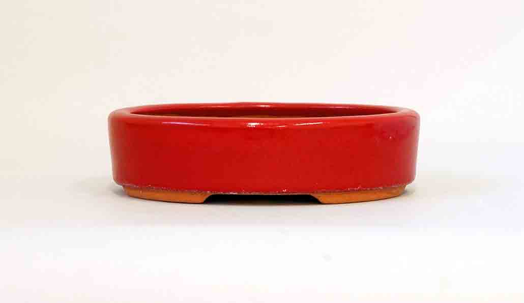Eimei Red Oval Bonsai Pot 5.5"(14cm)+++ Shipping Free