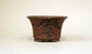 Eimei Unglazed Bonsai Pot with Worm-Eaten Design 4.9"(12.5cm)+++Shipping Free