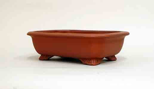 Ikko Unglazed Rectangle Bonsai Pot in Shudei (vermilion clay) 8"(21cm)