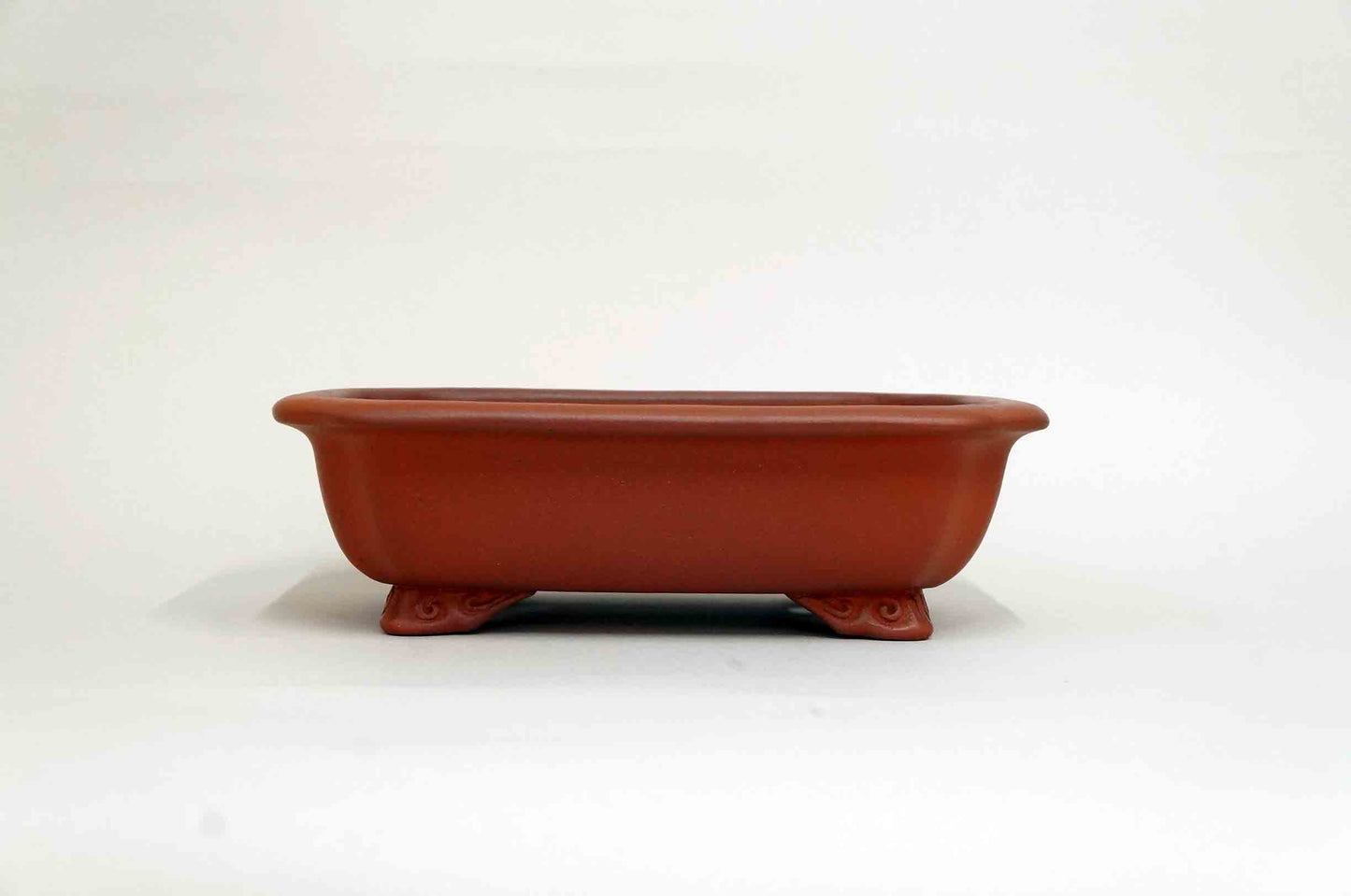 Ikko Unglazed Rectangle Bonsai Pot in Shudei (vermilion clay) 8"(21cm)