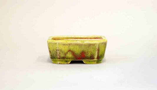 Juko Mini Rectangle Pot in Yellow & Red Glaze +++ Shipping Free