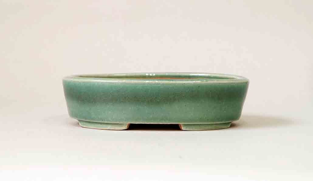 Koyo Oval Bonsai Pot in Green Glaze