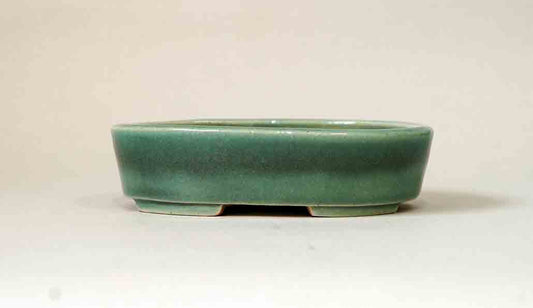 Koyo Oval Bonsai Pot in Green Glaze