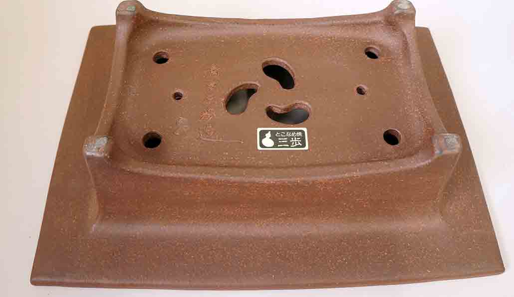 Sampo Unglazed Bonsai Pot with Wide Rim, Arch Feet 11.8"(30cm)